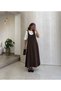 Women's White T-Shirt Brown Sleeveless Gilet Dress Set - 2
