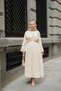 Women's Waist-Tie Linen Dress Cream - 2