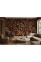 Red Japanese Landscape Burgundy Far East Self Adhesive Wallpaper
