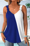 New Season Women's Strappy V-Neck Double Color Strappy Wrap Blouse with Lace-Up Detail - 2