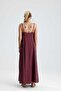 Saliva Long Plum Dress with Front Flounce and Laces - 6