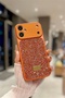 iPhone 17 Compatible Orange Luxury Stone Glitter Premium Phone Case with Camera Protection - 7