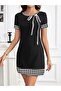 Women's Short-Sleeved Collar Lace-Up Crowbar Patterned Short Janjan Dress - 4