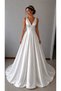 Satin V-Neck Wedding Dress