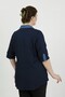 Women's Navy Blue Garnished Viscose Plus Size Shirt - 2