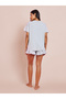 Grey Rib Drop Shoulder Cotton T-Shirt and Ruffle Edge Short Set - 5
