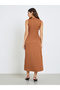 Brown Sleeveless Maxi Dress with Button Detail - 5