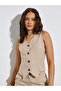 Beige Buttoned Waistcoat and Wide Leg Pants Co-ord Set - 4