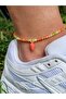 Natural Stone Anklet with Carrot Figure |   Colorful Summer Touch |   Cat's Eye Stone