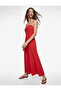 Cotton Tie-Up Ruffled Rope Strap Midi Length Poplin Dress - 3