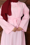 Women's Belt Detailed Hijab Dress Long Sleeve Loose Cut Dress - 7