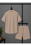 Viscose Cotton Linen Mix Ultra Light Natural Breathable Soft Anti-Sweat Shirt Shorts Set - 2