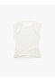Cotton Slim Fit Crew Neck Sleeveless Blouse with Back Detail - 7