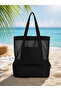 Mesh Beach Bag with Thermal Compartment, Large Size Sea and Picnic Bag with Cooler Compartment, Pink - 6
