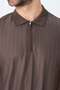 Brown Striped Zippered Men's Polo Collar T-Shirt - 5