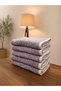 Set of 5 100% Cotton Bath Towels 70X140 cm 600 Gr High Water Absorbency Soft Textured Lilac Brown Patterned - 2