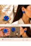 Special Design Navy Blue Narcissus Earrings with Removable Pearls |   2-in-1 Use - Handmade Polymer Clay Earrings with Real Baroque Pearls - 2