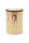 Cream & Gold Geometric Ceramic Canister with Lid | 15×10 cm | Luxury Home Storage