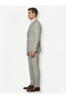 Men's Stone Color Double-Breasted Suit - Slim Fit Striped Textured Six-Button Pocket Suit - 4