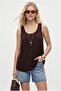 Women's Paloma Cotton Loose Cut U-Neck Sleeveless Brown Knitted Blouse - 4