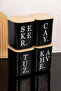 4-Pack 900 ml Bamboo Lid Transparent Labeled Tea & Sugar & Coffee & Salt Storage Container Black Acrylic Mica Jar