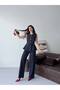 Gold Button Detailed Sleeveless Vest and Pants Set with Belt Accessory - 7