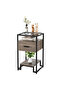 Nightstand, bedside table with open shelves and glass top and 3-tier storage, side table with metal frame for bedroom, easy
