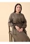 Linen Fabric Drawstring Waist Tunic & Skirt Double Plus Size Set - Earth Color - 6