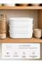 3-Piece Line Oval Striped Storage Container Set 1.2L×3 Microwave and Freezer Compatible - 2