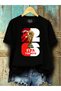 Unisex Oversized Printed Cotton Crew Neck Short Sleeve BLACK T-shirt