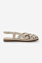 Women's Genuine Leather Striped Back-Strap Casual Sandals Zagolin Ecru - 3