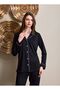 New Season Women's Black Front Buttoned Special Design 100% Cotton Pajama Set - 8
