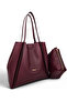 Burgundy, Soft Textured, Casual, Puppy-Style, Large Volume, Shopper, Women's Shoulder Bag - 7