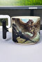 كوب فاخر من السيراميك المطبوع من Monster Hunter: World (قطعة واحدة) على شكل حرف T بمقبض أسود خاص V2T