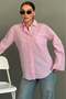 Pink Striped Sendy Fabric Women's Shirt Mg2834 - 2