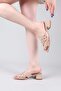 Faya Eyelet Studded Cross-Heeled Slippers Beige - 2