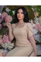 Imported Scuba Crepe Fabric Belt Included, Stone Detailing with Draping, Lined, Special Design Midi Dress - 2