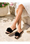 Black Women's Floral Bow Flat Sole Comfortable Stylish Daily Slippers Vdz01020 - 3