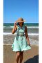 Water Green Belted Short Dress-Full Fit - 2