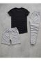 T-Shirt Shorts Tracksuit Thin Summer Oversize 3 Line Printed Women's / Men's Unisex Model - 2