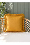 Coton 100% Cotton Fabric Mustard Yellow Ruffle Throw Pillow Cover 1 Piece - 5
