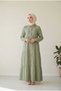 Olive Green Women's 100% Cotton Muslin Fabric Dress Buttoned Shirt Collar Long Hijab Dress Anti-Sweat Summer Dress - 6