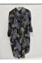Brown Italian Shawl Pattern Hooded Foldable Long Sleeve Oversize Long Shirt Dress 42 - 46 Size - 3