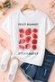 Women's Fruit Market Strawberry Printed Oversize Crew Neck Cotton Casual Combed Cotton T-Shirt - 2