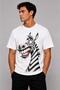 Men's Oversize T-Shirt Zebra Printed 100% Cotton T-Shirt Comfortable Fit