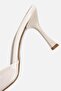 Women's ecru pointed-toe high heel mules - 6