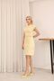 Yellow Draped Women's Dress with Gold Accessory Detail - 8