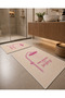 Pink Shower Themed Patterned Bath Mat with Velvet Dot Base - 2