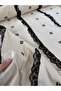 Row by Row Ruffle Lace Embroidered Cotton Voile Fabric - Width 140 cm Black and White Embroidered Dressmaking Fabric
