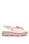D26Ys-5115 Women's Genuine Leather Flat Sandals Cream - 2